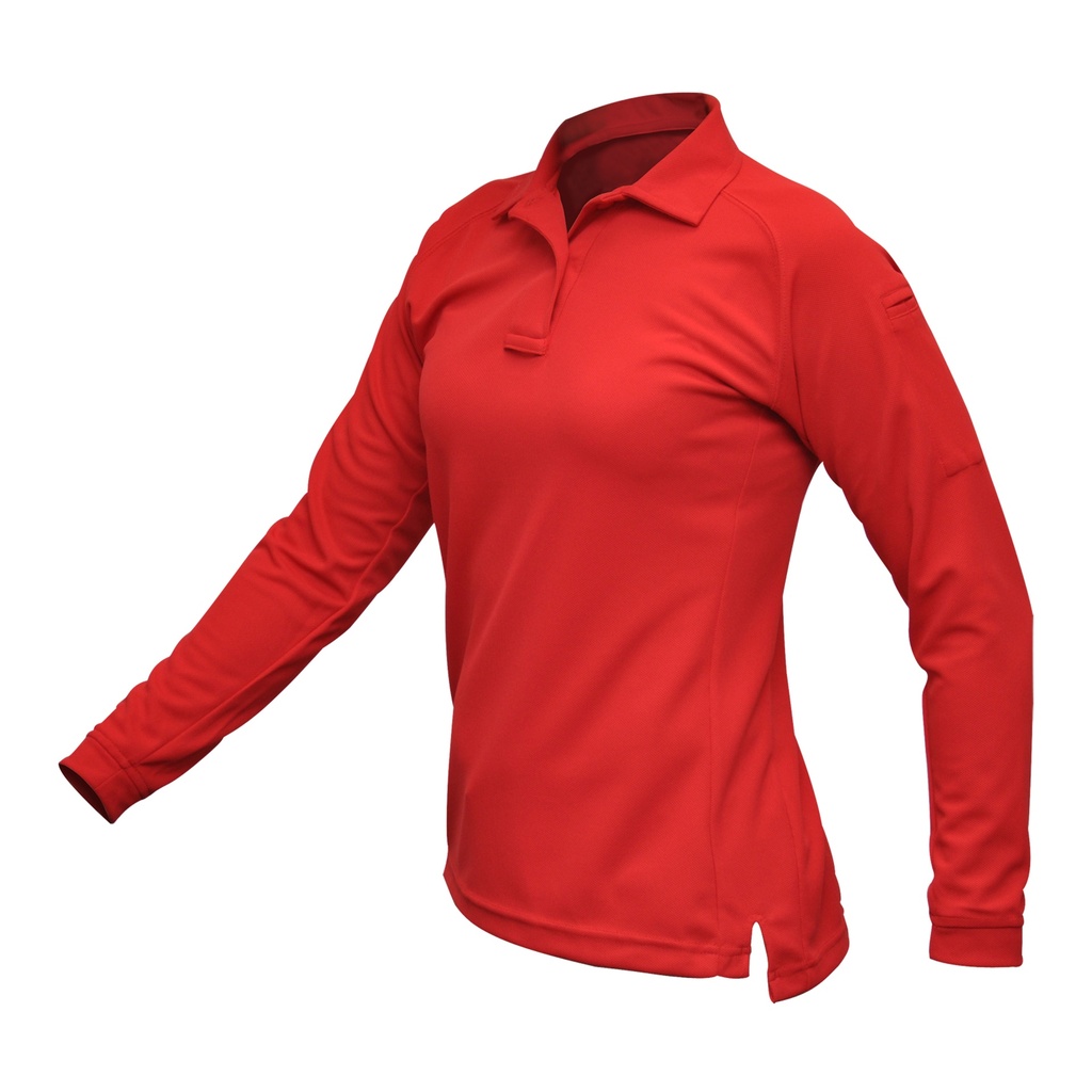 VERTX COLDBLACK WMN L/S POLO RED LRG