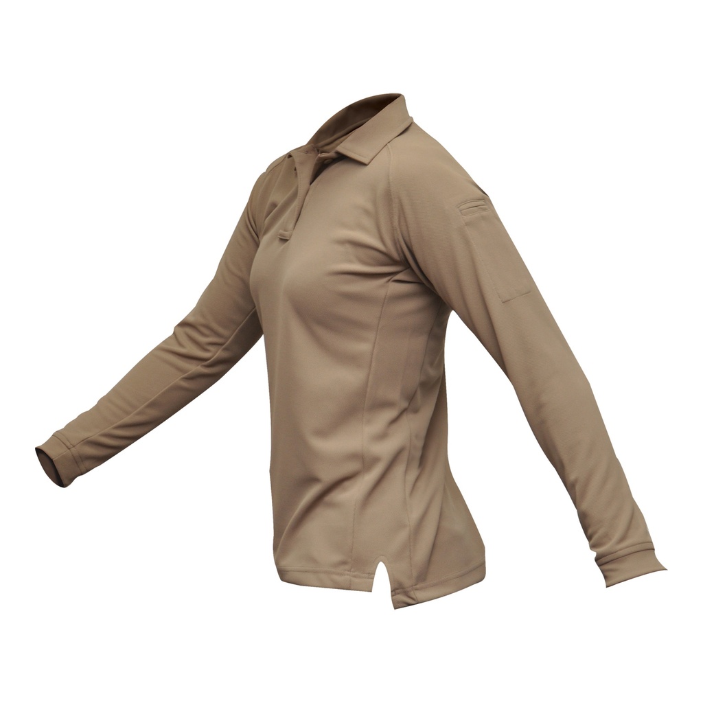 VERTX COLDBLACK WMN L/S POLO TAN LRG