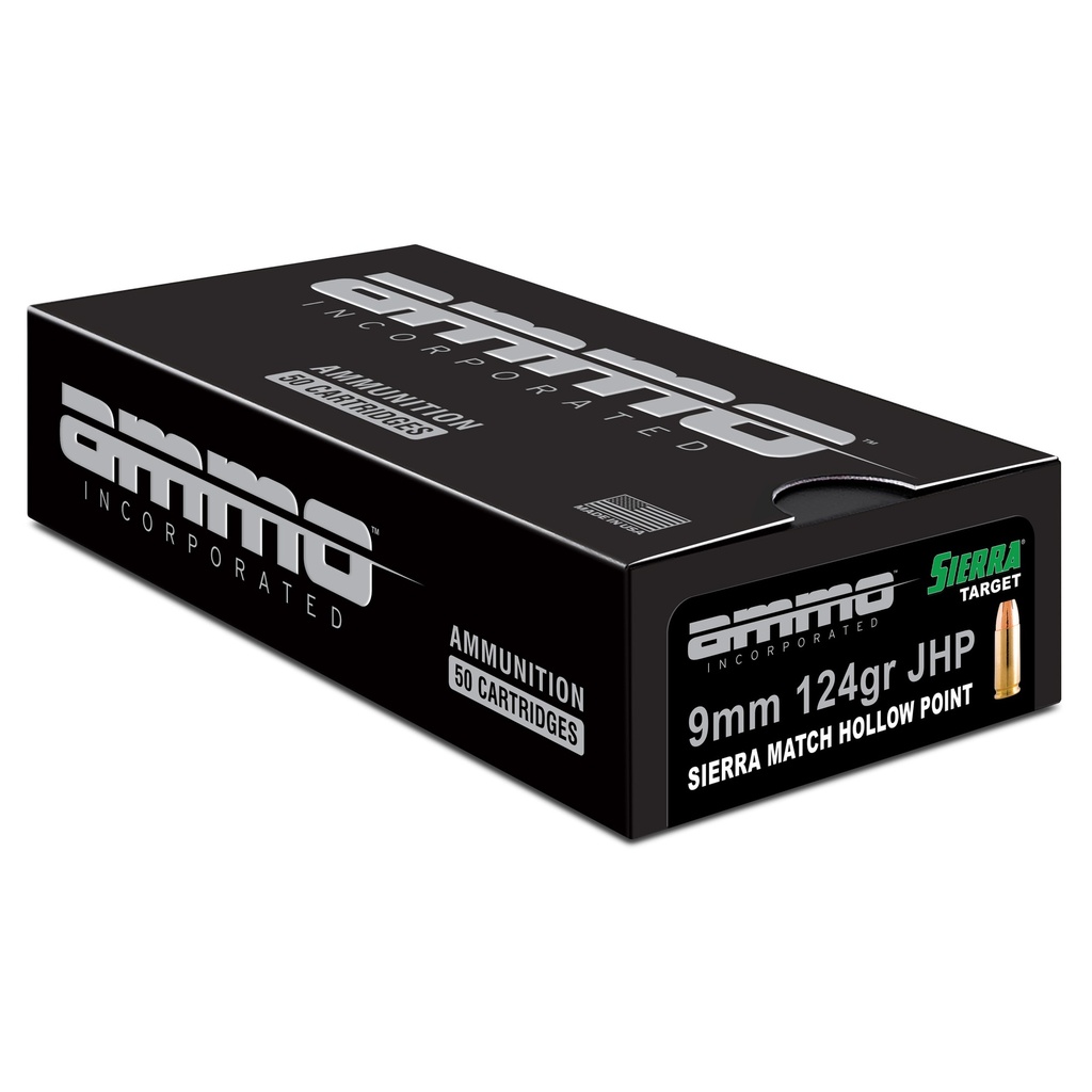 AMMO INC MATCH 9MM 124GR JHP 50/1000