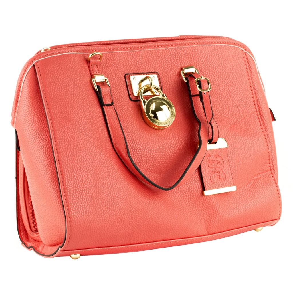 BULLDOG SATCHEL STYLE PURSE CORAL