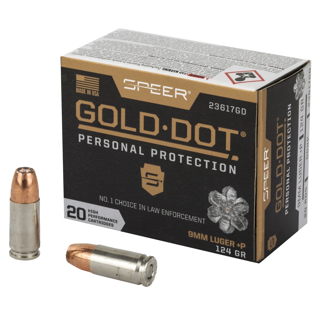 SPR GOLD DOT 9MM+P 124GR HP 20/200