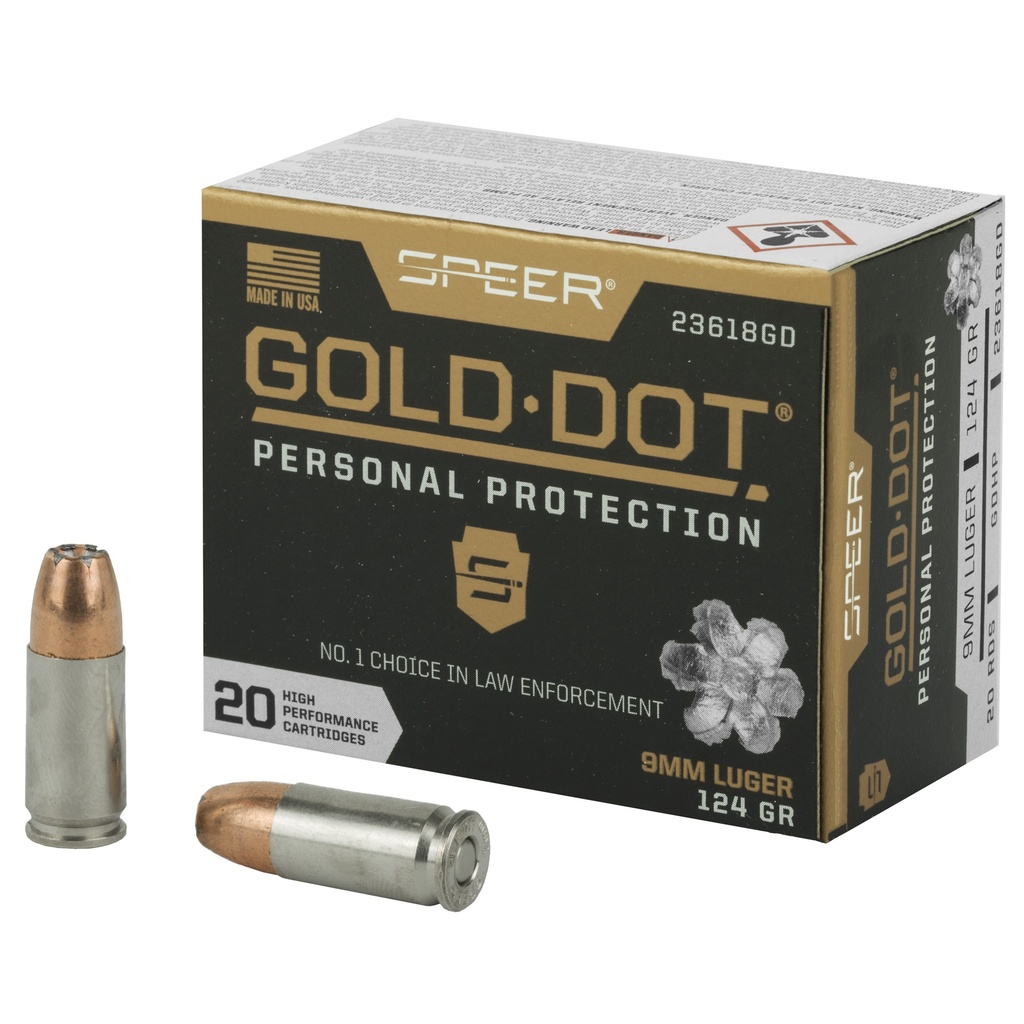 SPR GOLD DOT 9MM 124GR HP 20/200