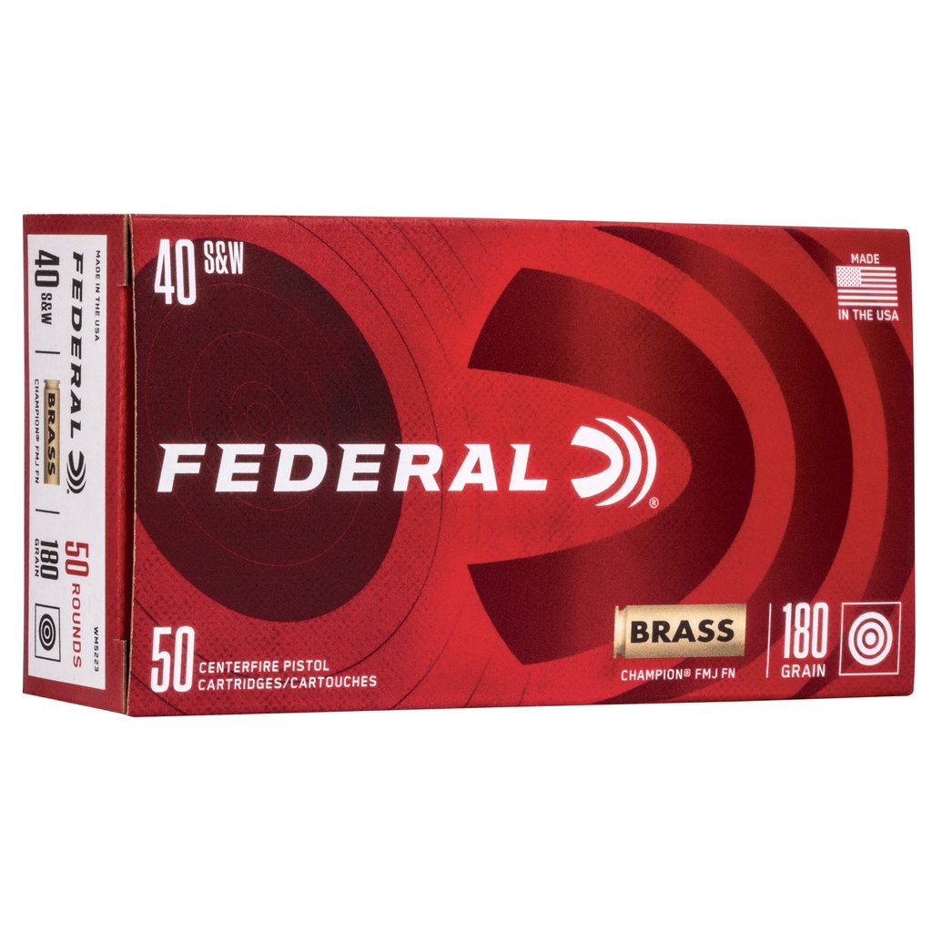 FED CHAMP 40S&W 180GR FMJ BRSS 50/1