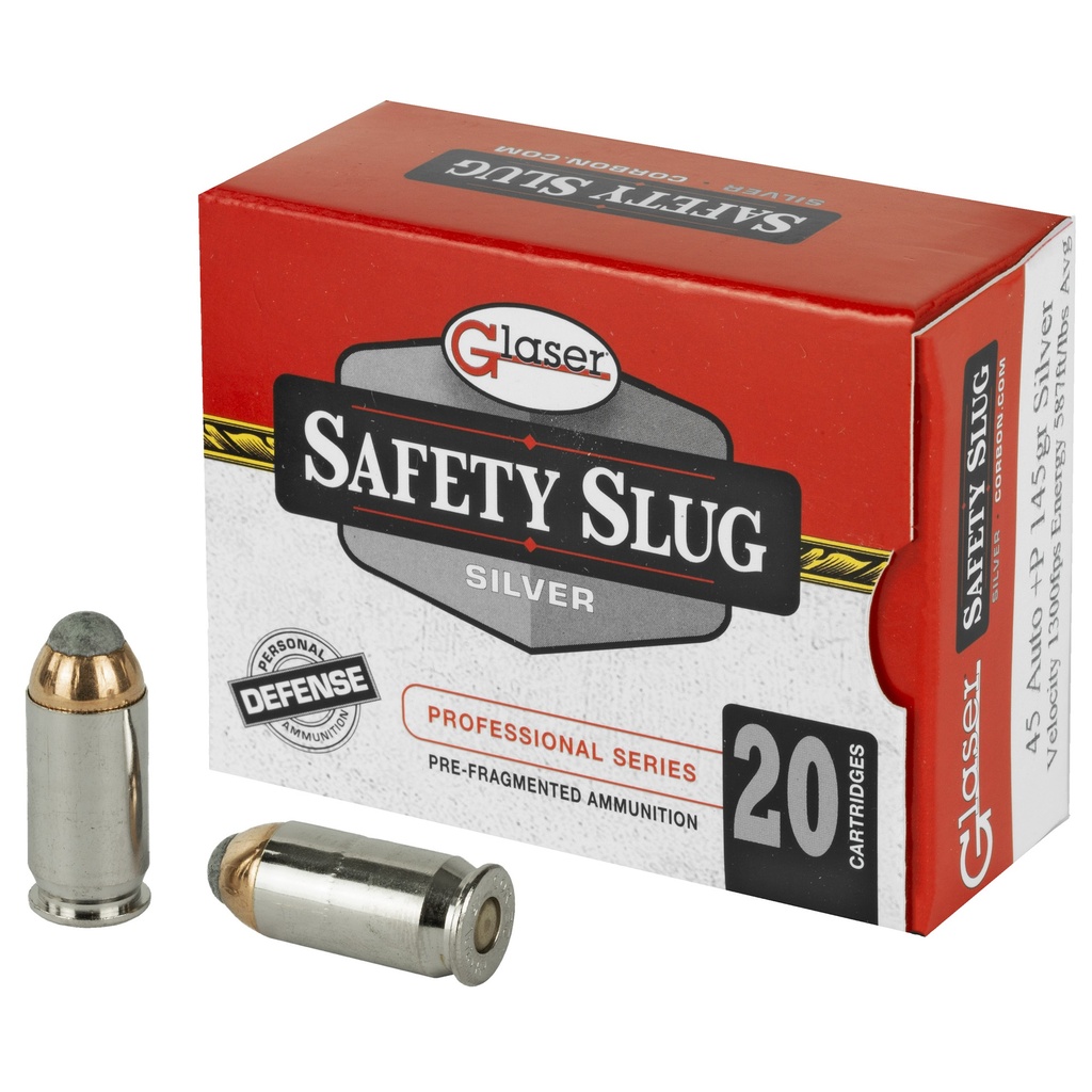 GLASER SILVER 45ACP+P 145GR 20/500