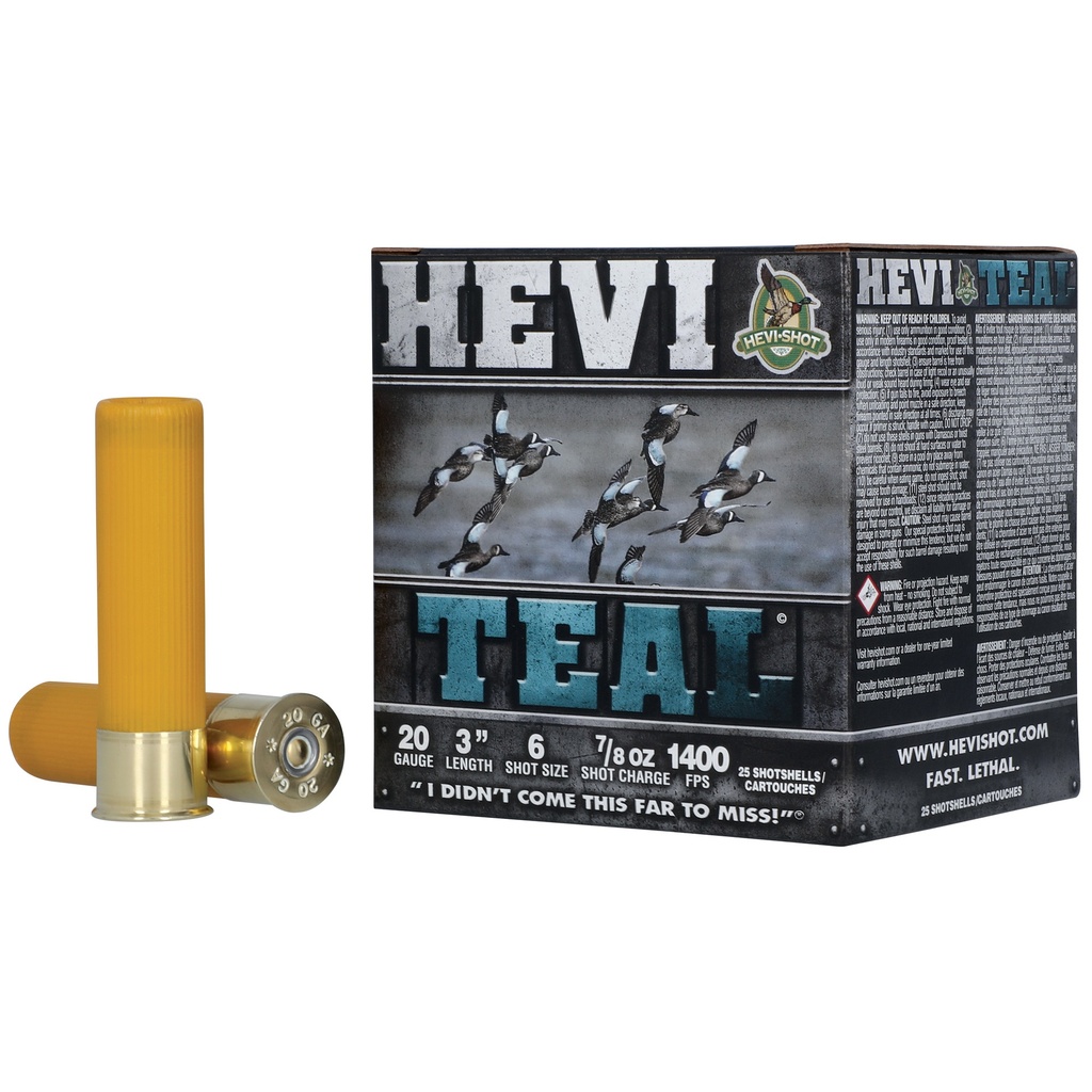 HEVI TEAL 20GA 3" #6 25/250