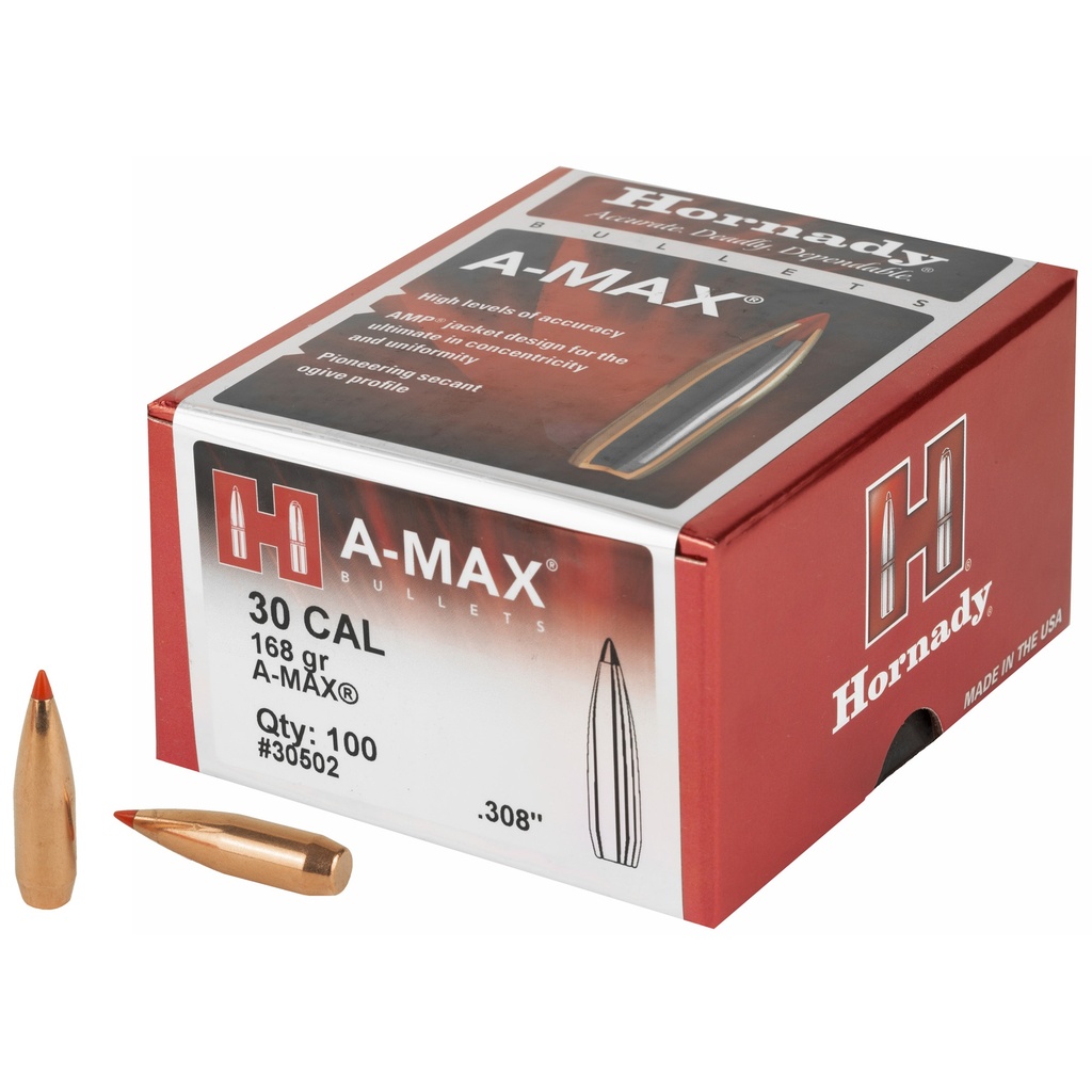 HRNDY MATCH A-MAX 30CAL 168GR 100CT