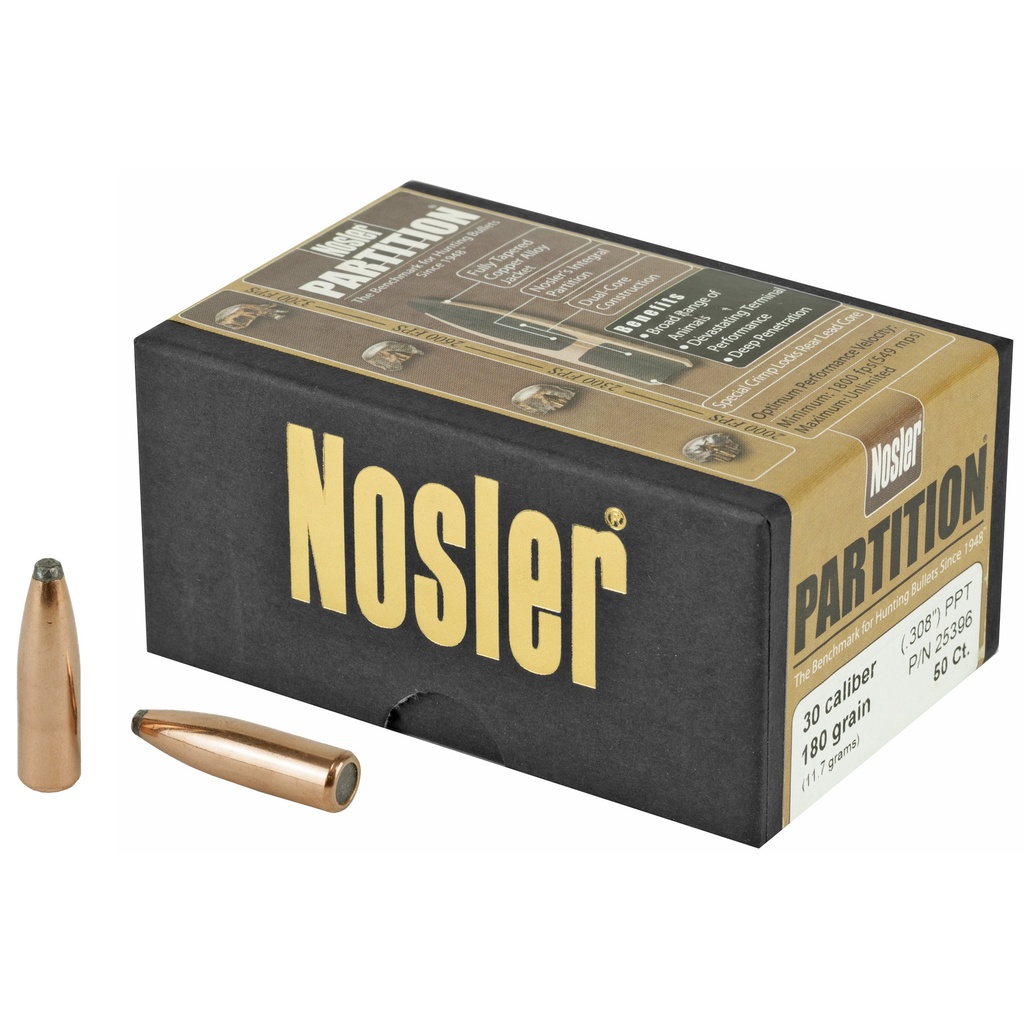 NOSLER 30 CAL 180GR PPT PART. 50CT