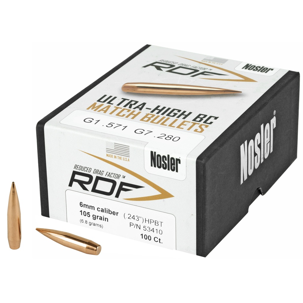 NOSLER RDF 6MM 105 HPBT 100CT