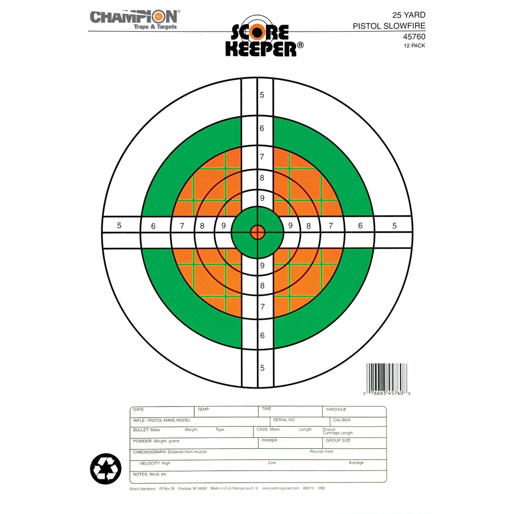 CHAMPION SCOREKPR 25YD PISTOL FLUOR