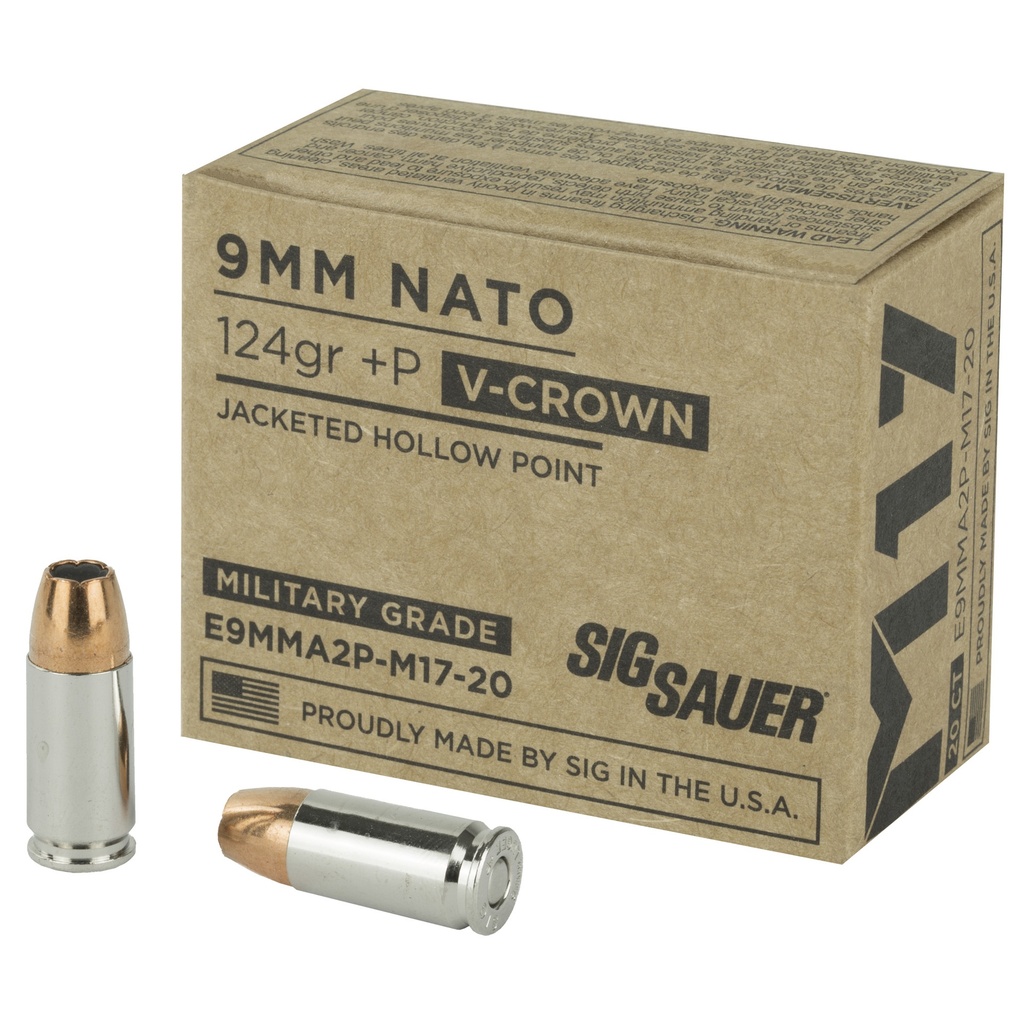 SIG AMMO 9MM M17 124GR +P JHP 20/200