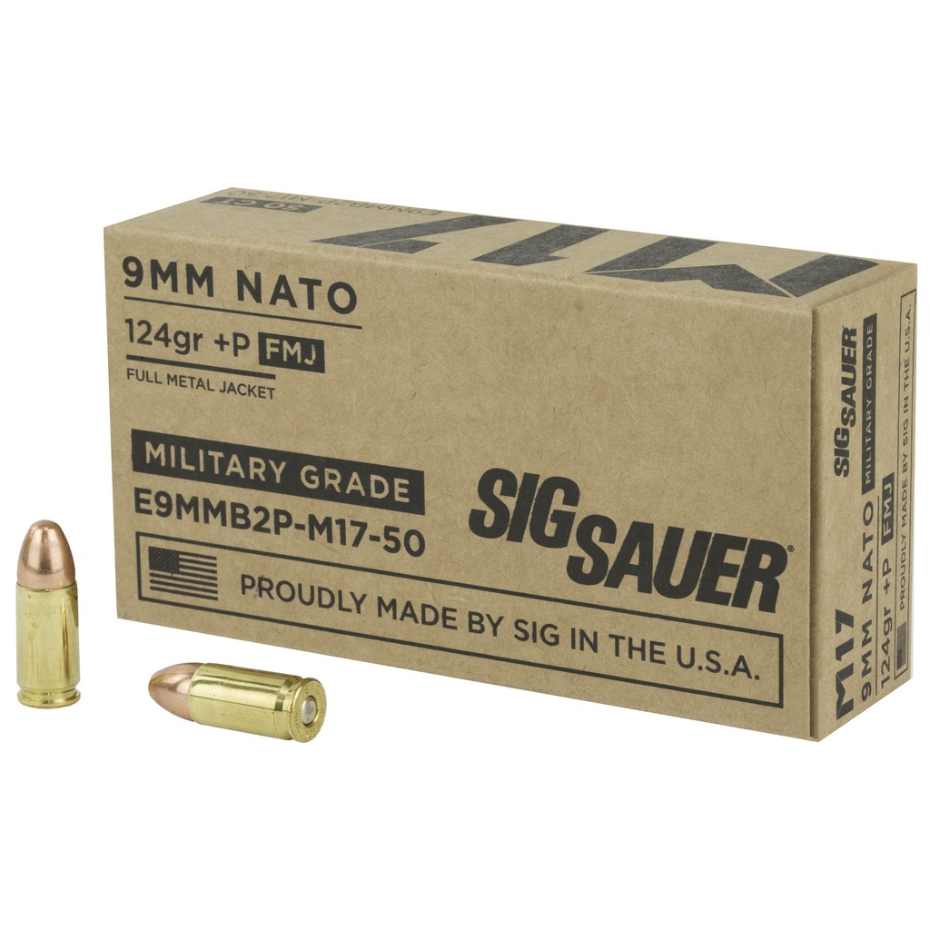 SIG AMMO 9MM M17 124GR +P FMJ 50/100