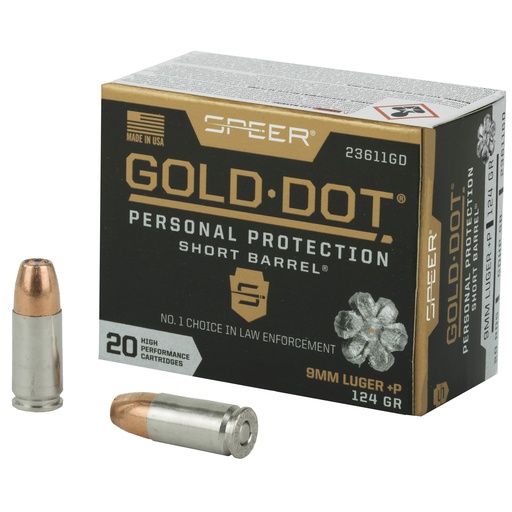 [CCI23611GD] SPR GOLD DOT 9MM+P 124G HP SB 20/200