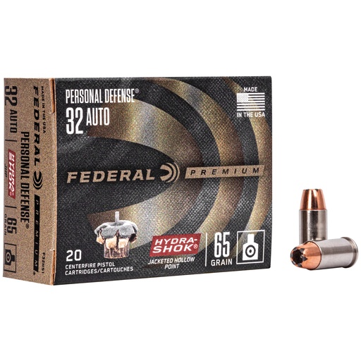 [FE32HS1] FED HYDRA-SHOK 32ACP 65GR JHP 20/500