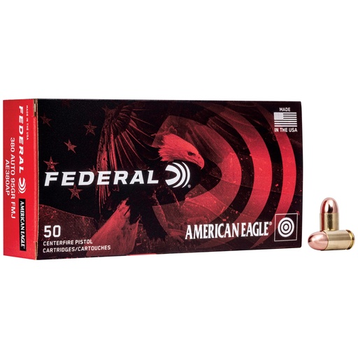 [FEAE380APBX] FED AM EAGLE 380ACP 95GR FMJ 50/1000