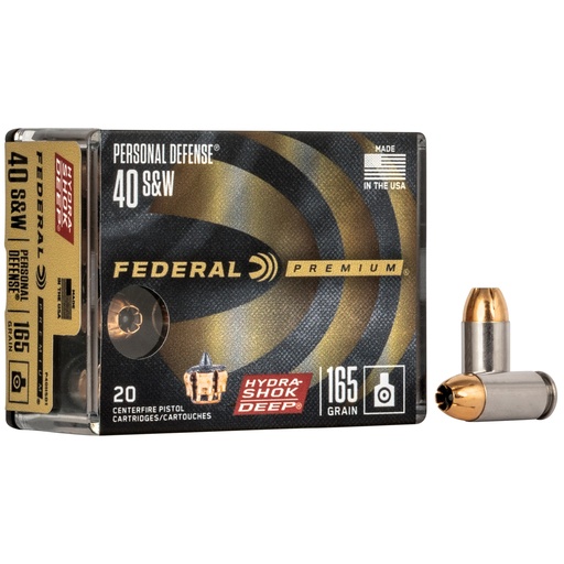 [FEP40HSD1] FED HYDSHK DP 40S&W 165GR JHP 20/200