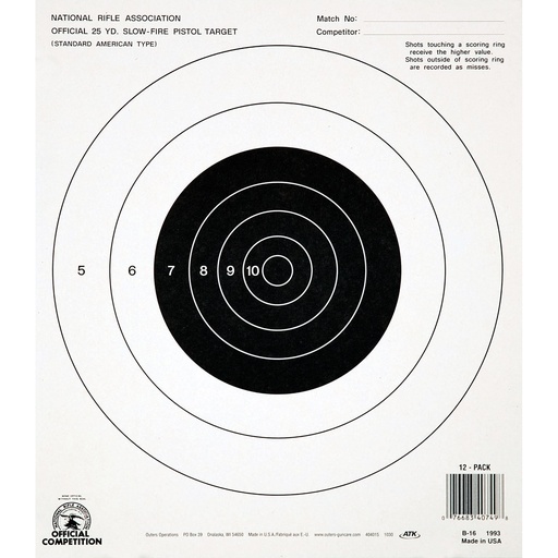 [OUT40722] CHAMPION NRA B16 25YD PSTL S/F 100PK