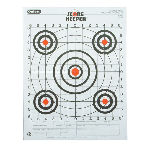 [OUT45726] CHAMPION 100YD RFL SIGHT-IN TRGT 12P