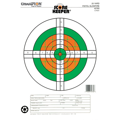 [OUT45760] CHAMPION SCOREKPR 25YD PISTOL FLUOR