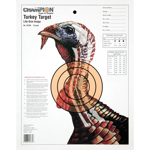 [OUT45780] CHAMPION TURKEY TRGT LIFESIZE 12PK