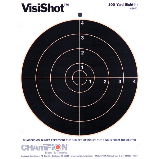 [OUT45802] CHAMPION VISISHOT 8" BULLSEYE 10PK