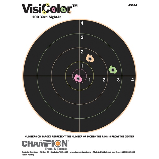 [OUT45824] CHAMPION VISICOLOR 8" BULLSEYE 10PK