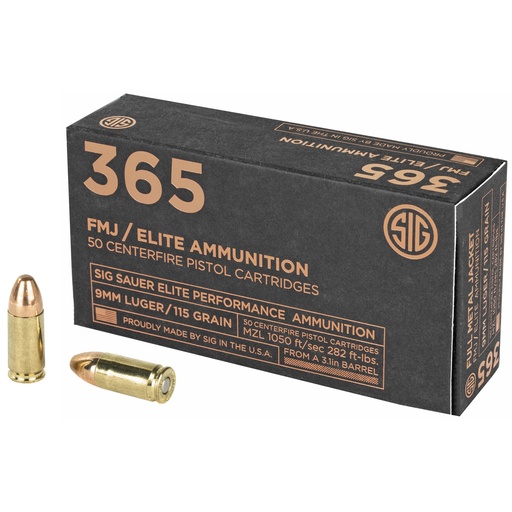 [SGE9MMB1-365] SIG AMMO 9MM 115GR FMJ 50/1000