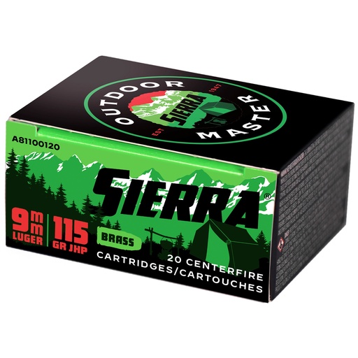 [SIERA81100120] SIERRA OTDMST 9MM 115GR JHP 20/200